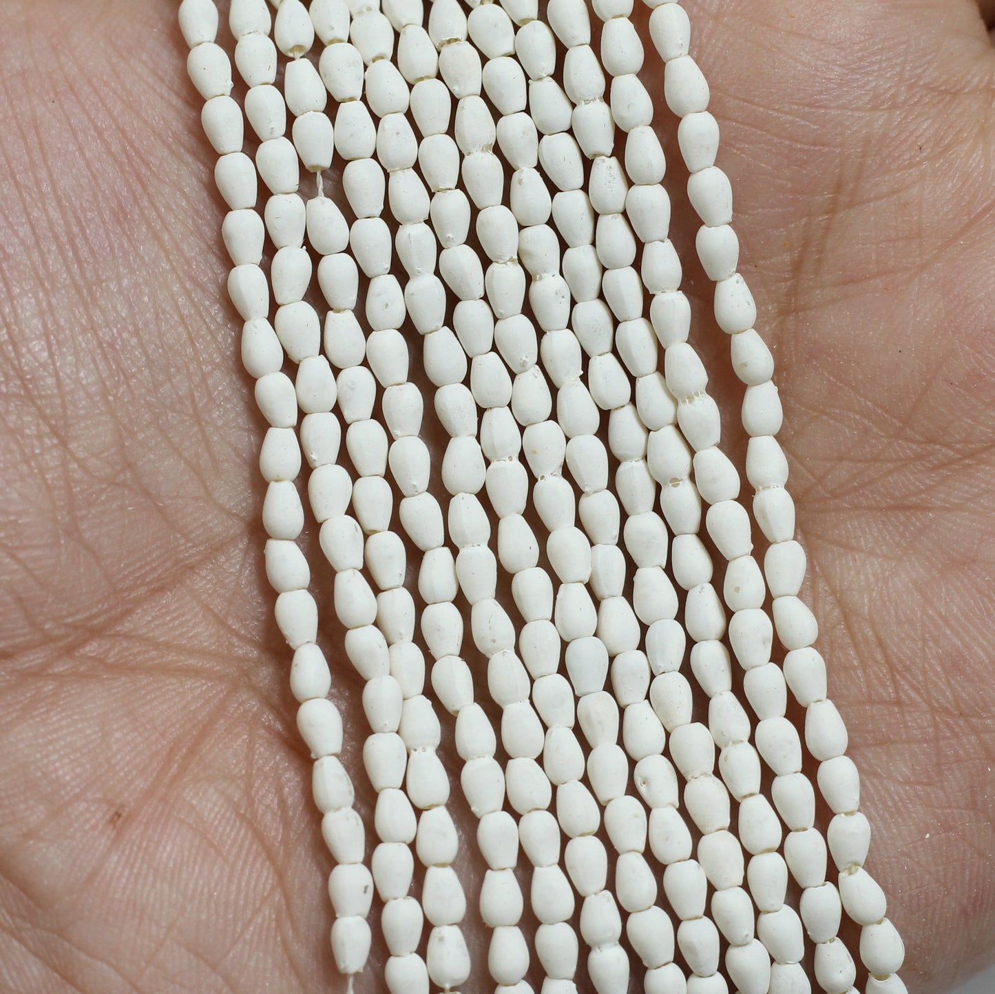 12 Strings, 4x3mm White Acrylic Drop Beads - White / Acrylic / Drop