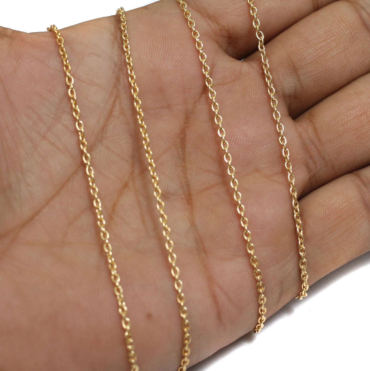 100 gm, 2x1 mm Golden Metal Chain - Golden / Iron / 100 gm