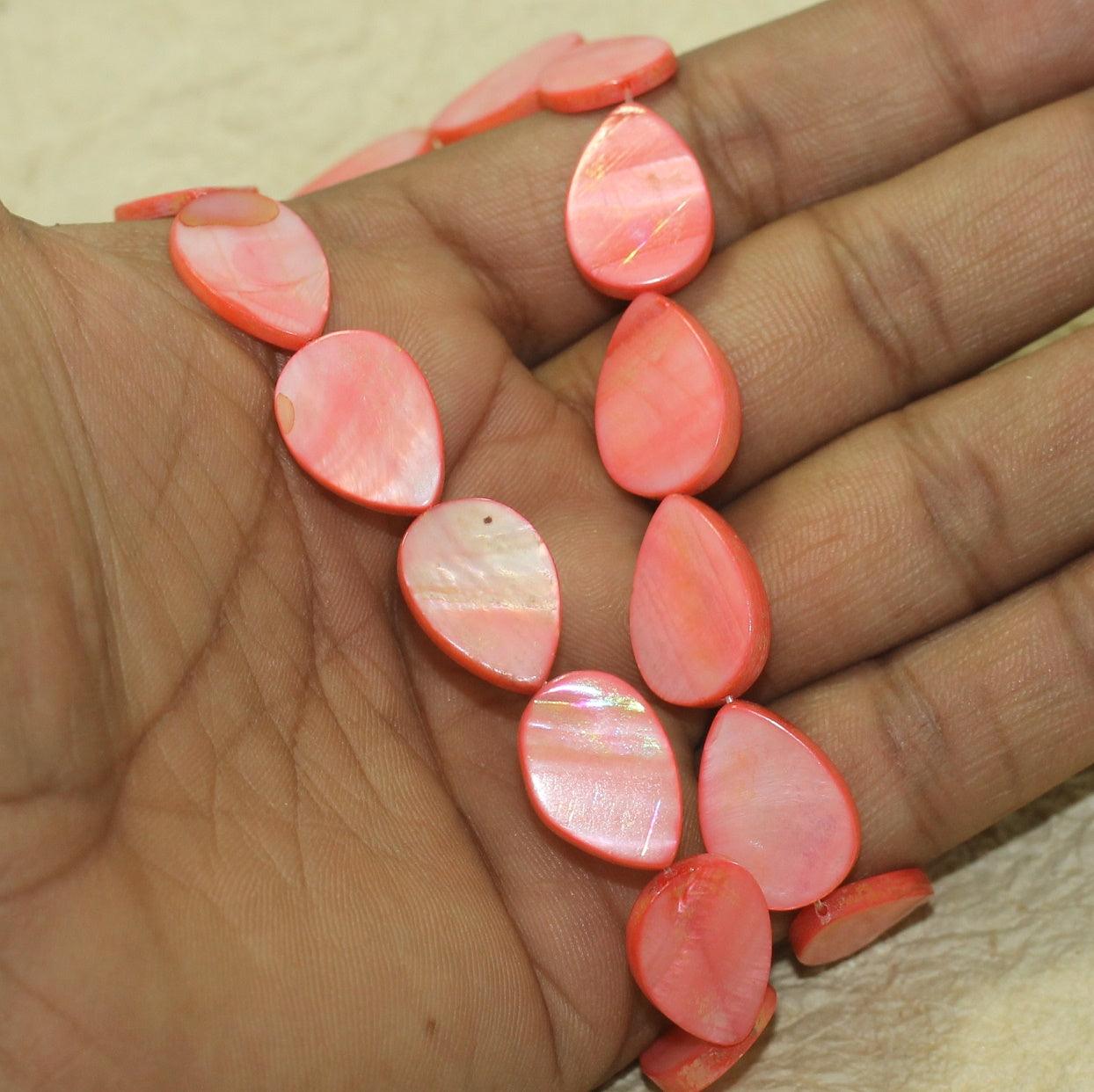 19x13mm Drop Shell Beads 1 String - Pink / Shell / Drop