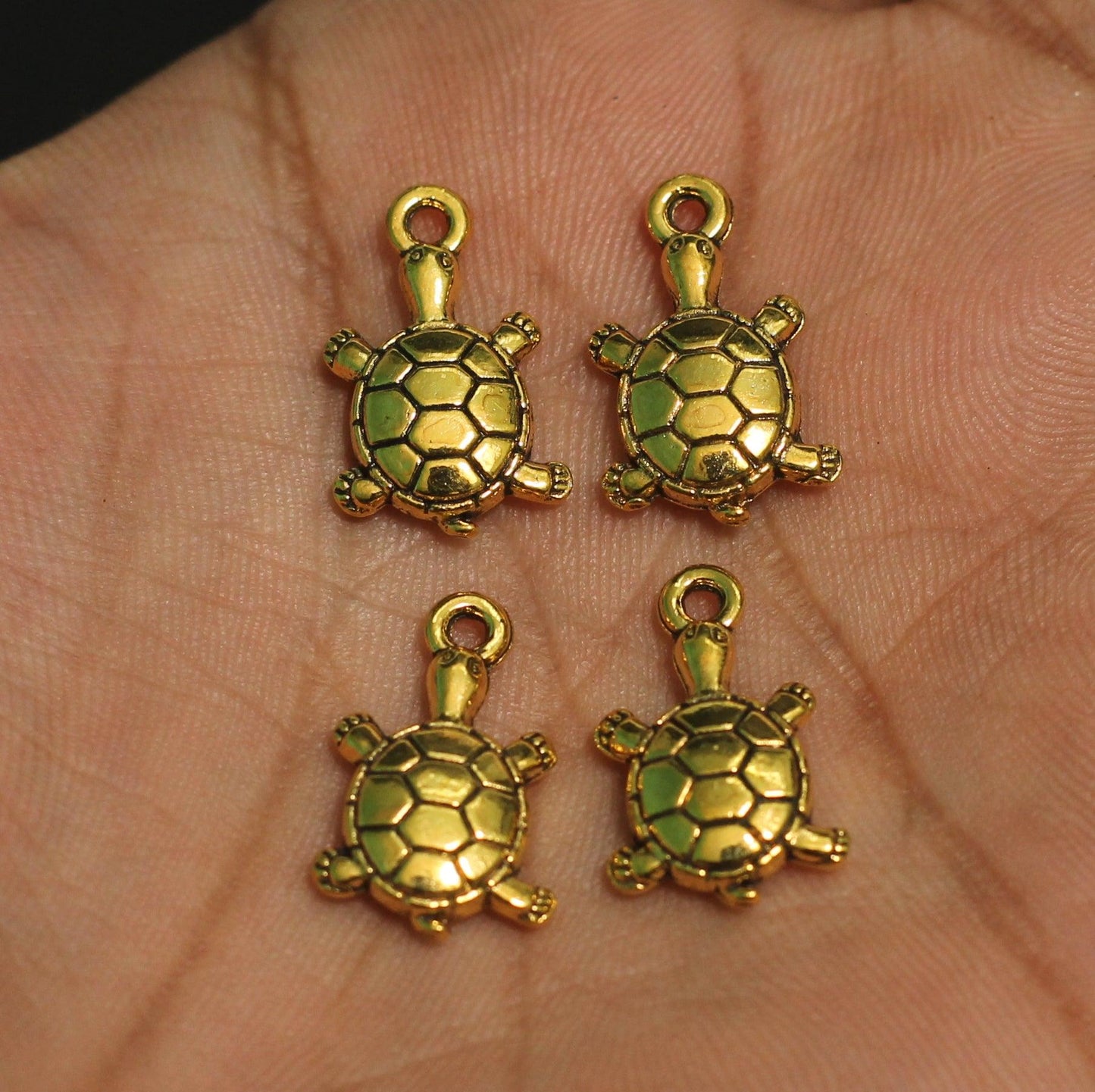 10X18mm German Silver Tortoise Charms - Golden / 10 Pcs / German Silver