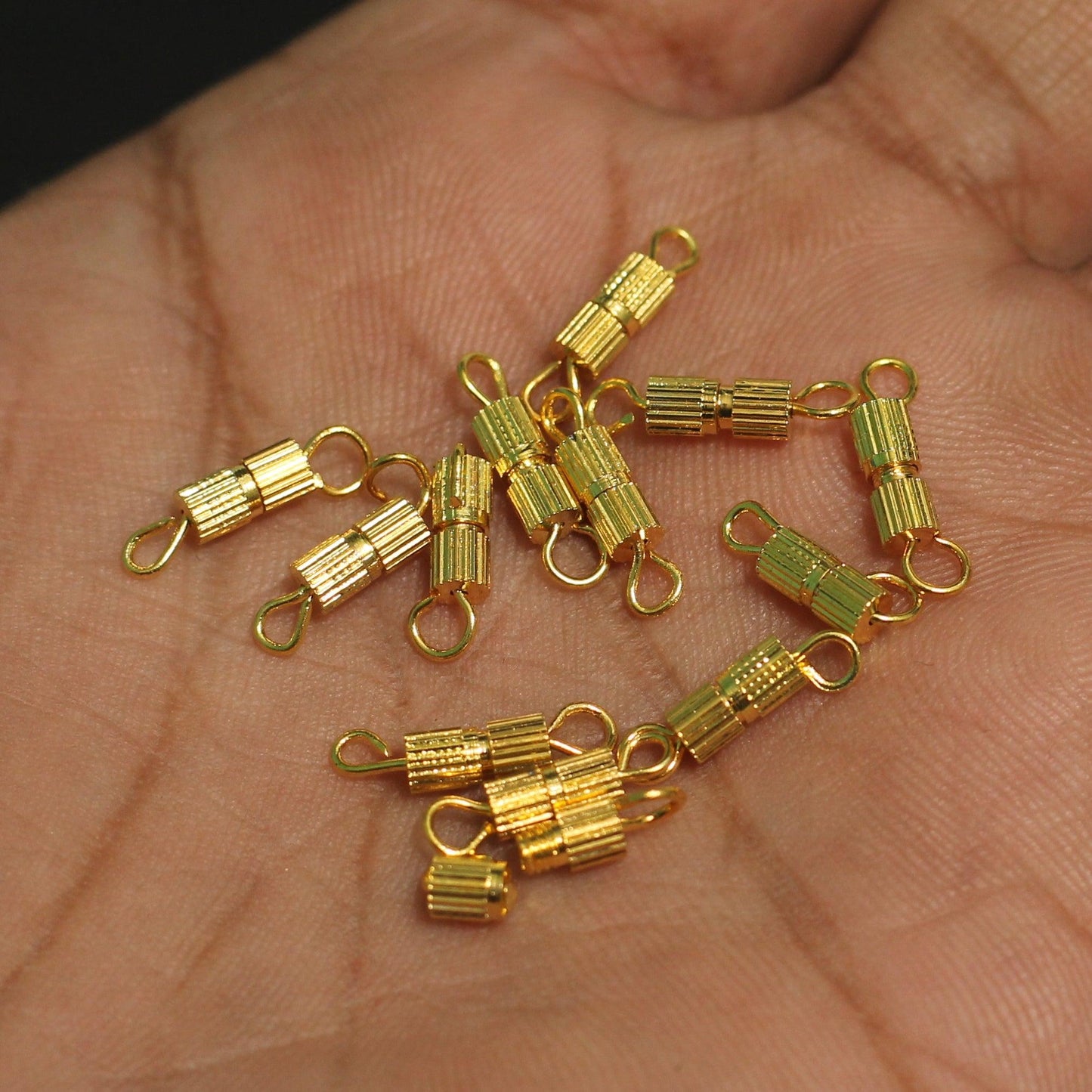 25 Pcs, Barrel Clasp - Golden / Brass / 3mm