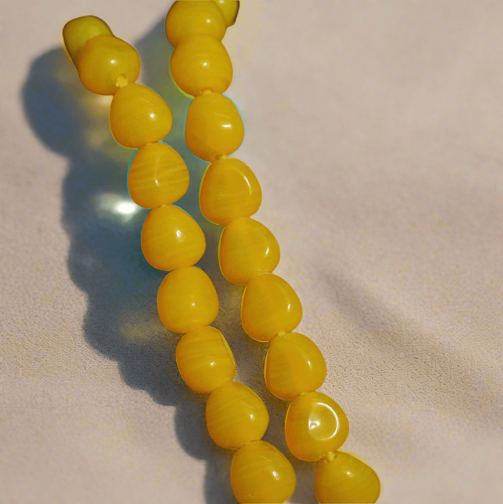 1 String 10mm Glass Tumble Beads - Yellow / Glass / Tumble