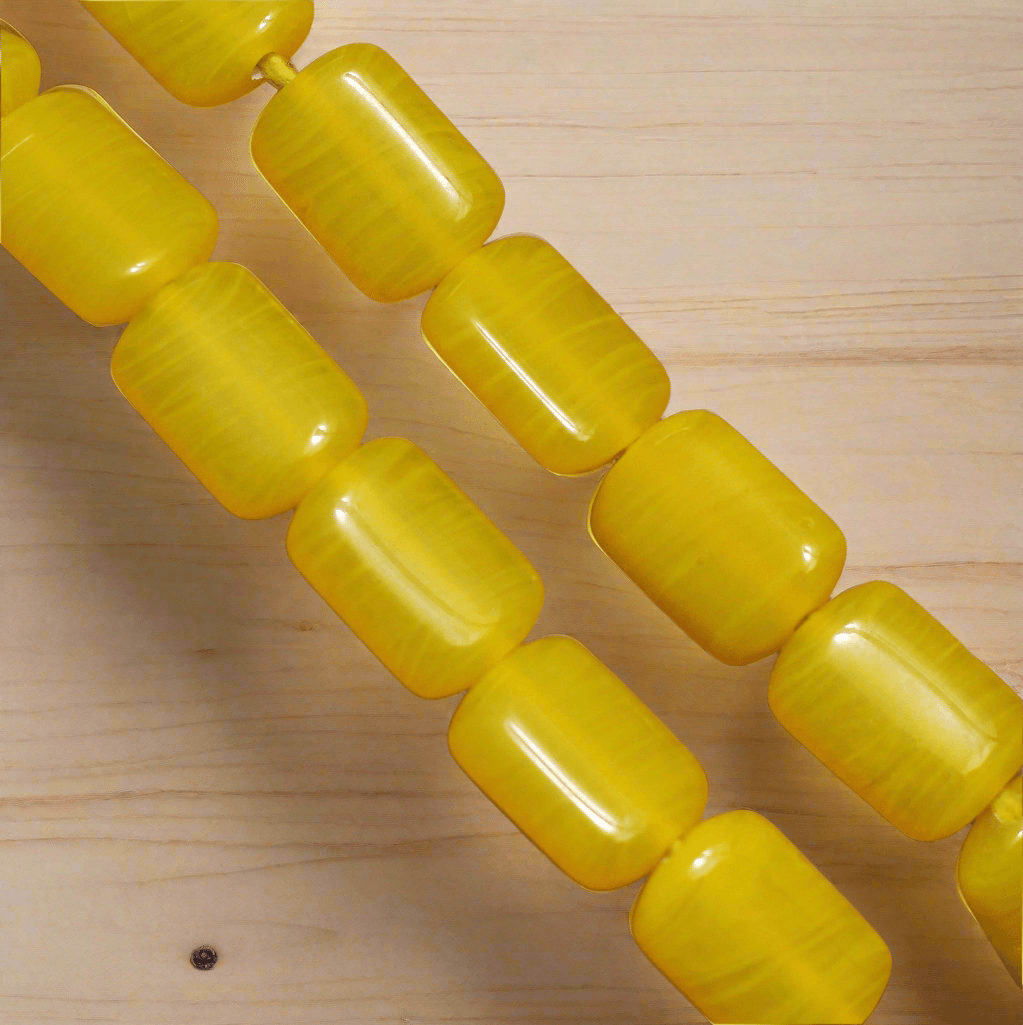 1 String 15X10mm Glass Rectangle Beads - Yellow / Glass / Rectangle