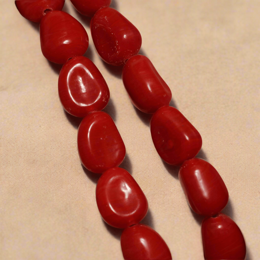 1 String 16X12mm Glass Tumble Beads - Red / Glass / Tumble