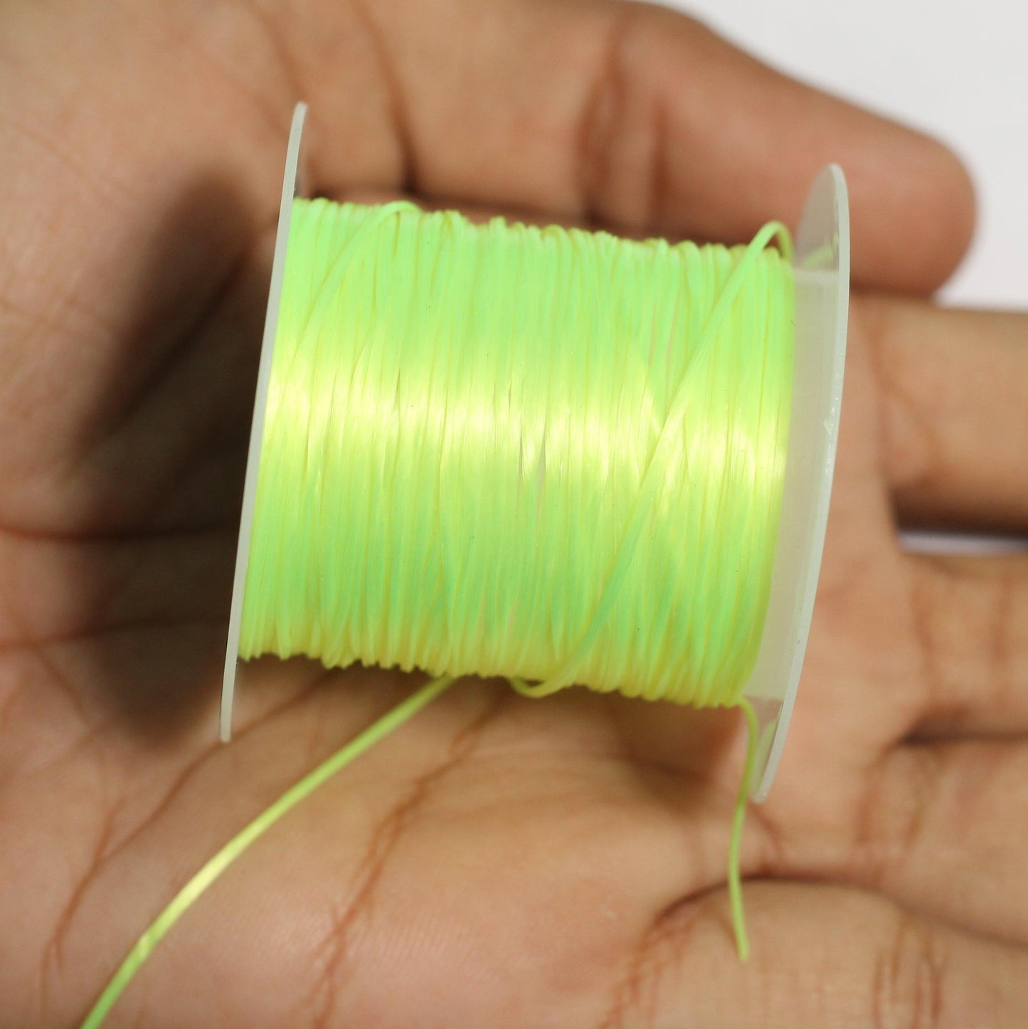 20 Mtr, 0.5mm Colored Flat Elastic Thread - Parrot Green / 20 mtr / 2 pc