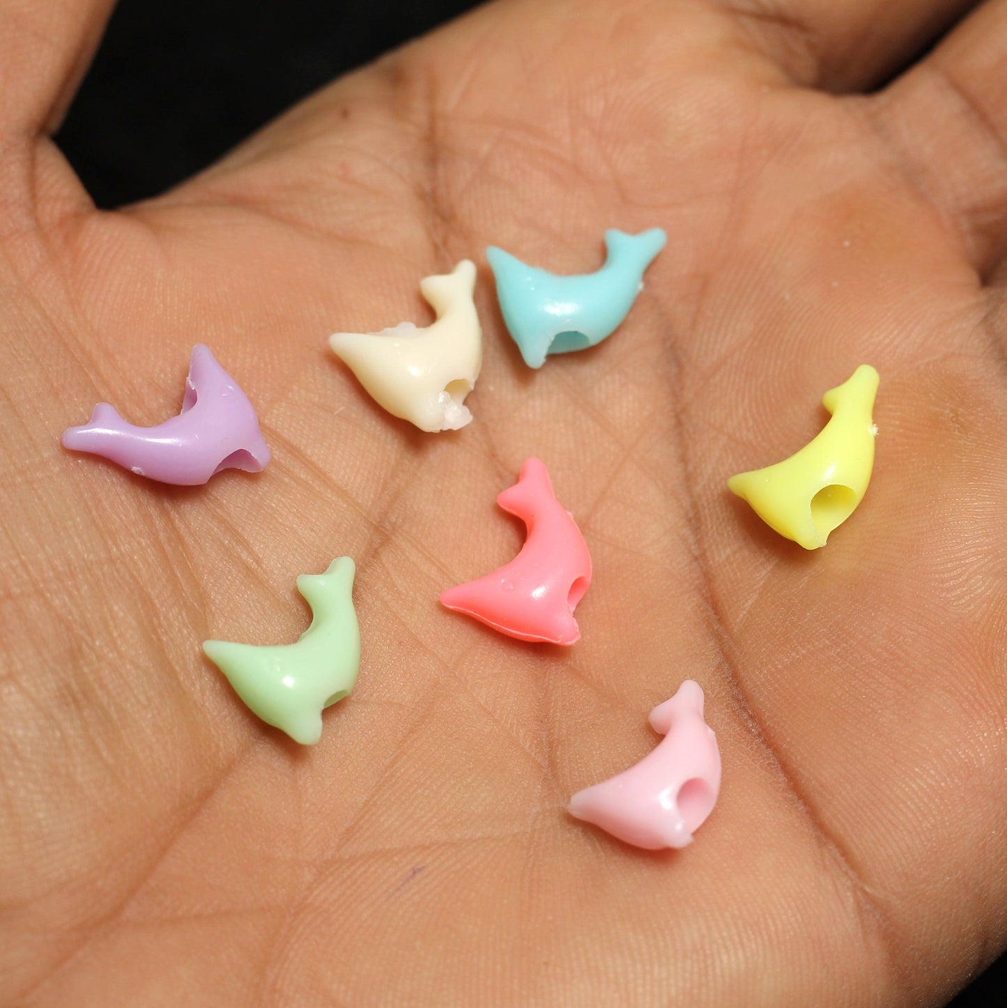 100 gm, 5x12mm Acrylic Dolphin Beads MultiColor - 100 gm / MultiColor / Acrylic