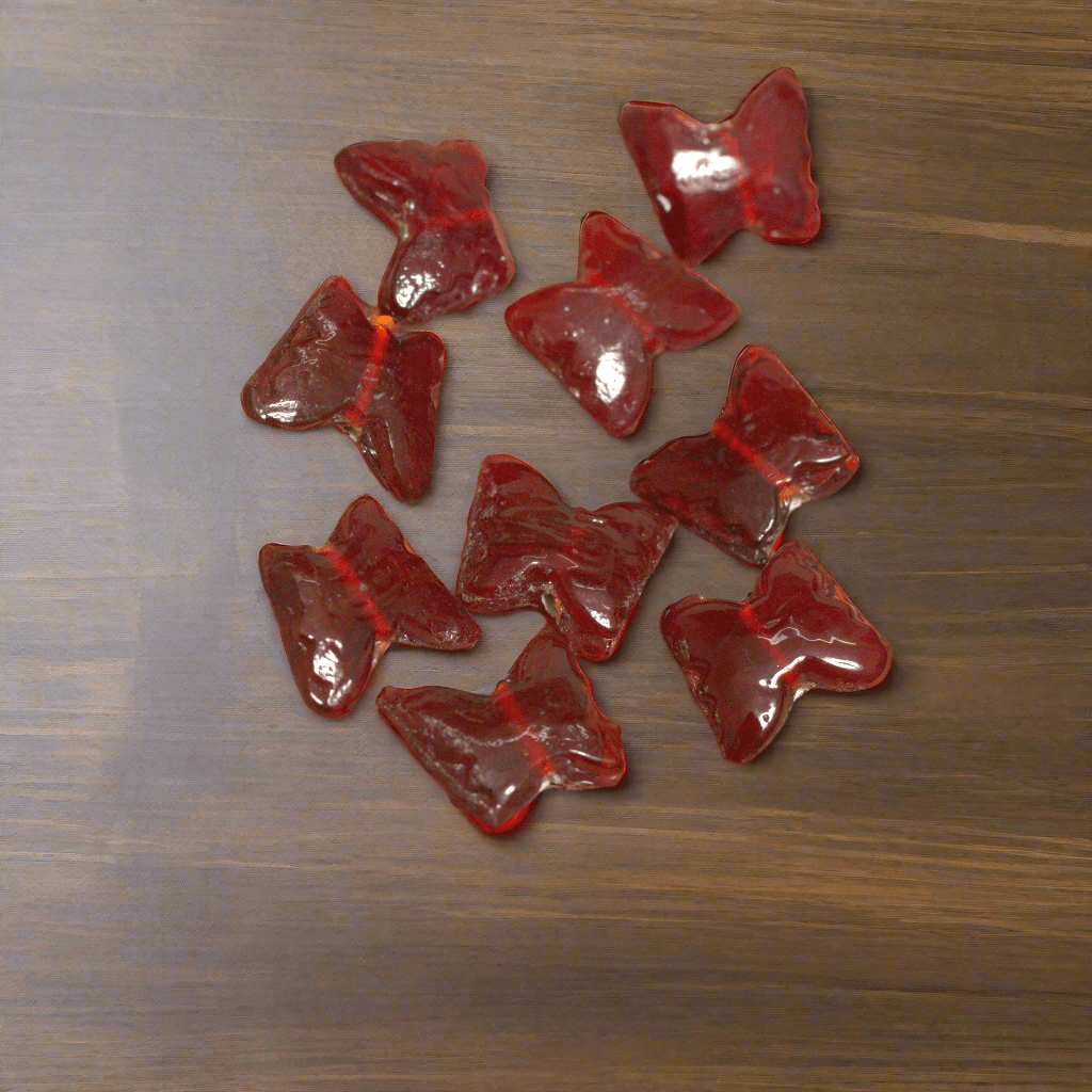 50 Pcs 13x15mm Glass Butterfly Beads Dark Red - Red / Glass / Figures
