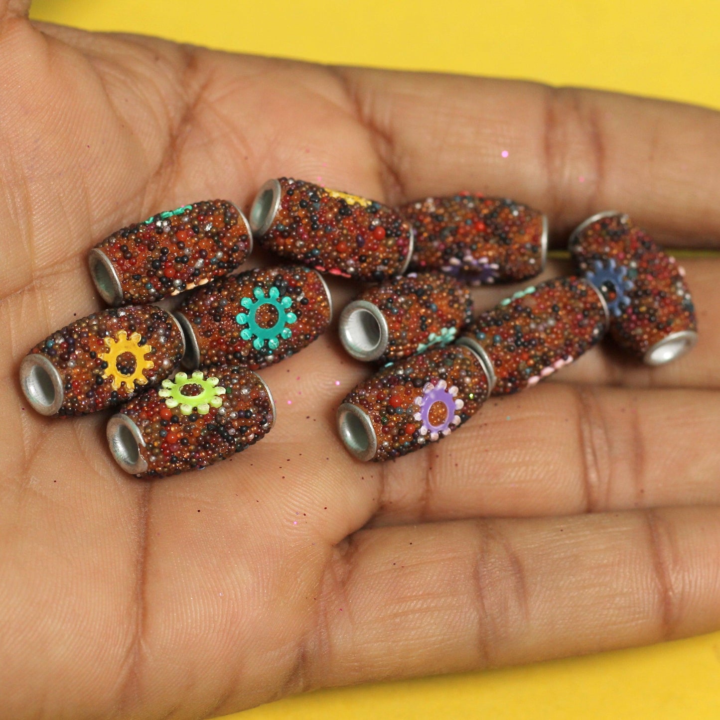 10 Pcs. Lac Tube Beads Multi 18x10mm - MultiColor / Lac / Tube