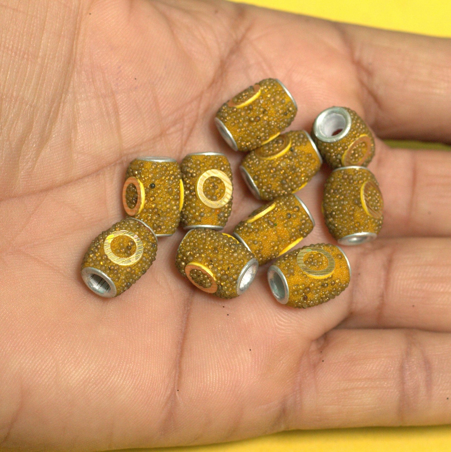 10 Pcs. Lac Oval Beads Yellow 15x12mm - Yellow / Lac / Oval