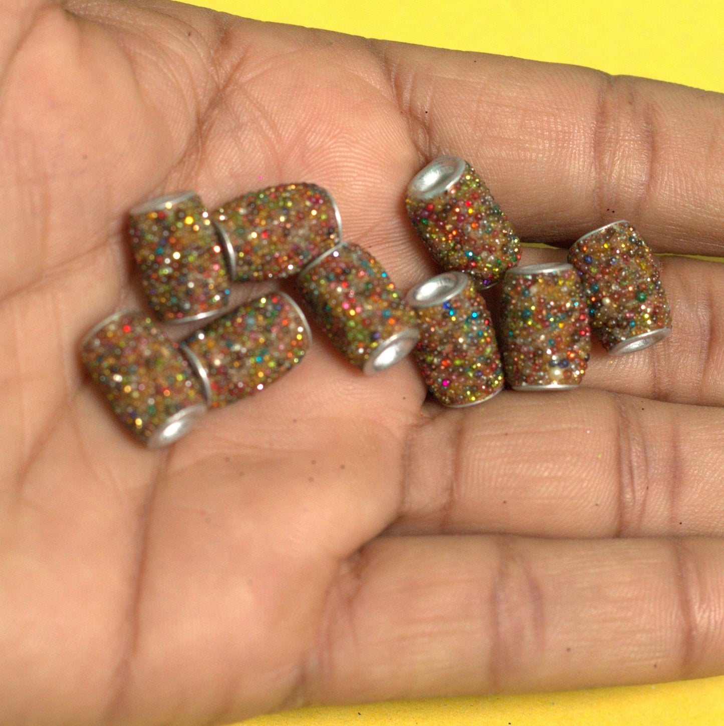 10 Pcs. Lac Drum Beads Multi 15x10mm - MultiColor / Lac / Tyre