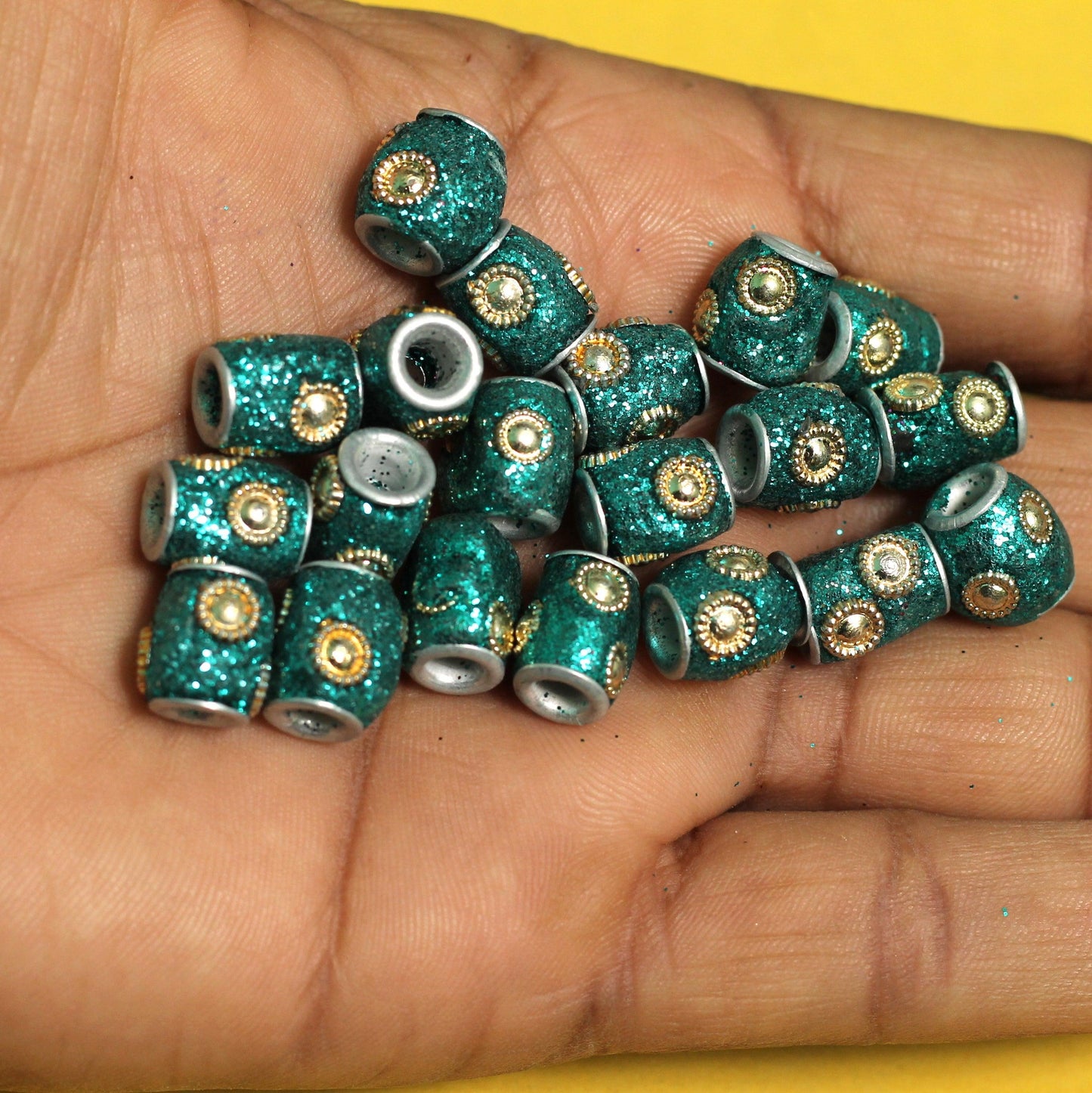 20 Pcs. Lac Round Tube Beads Teal 10mm - Turquoise / Lac / Tube
