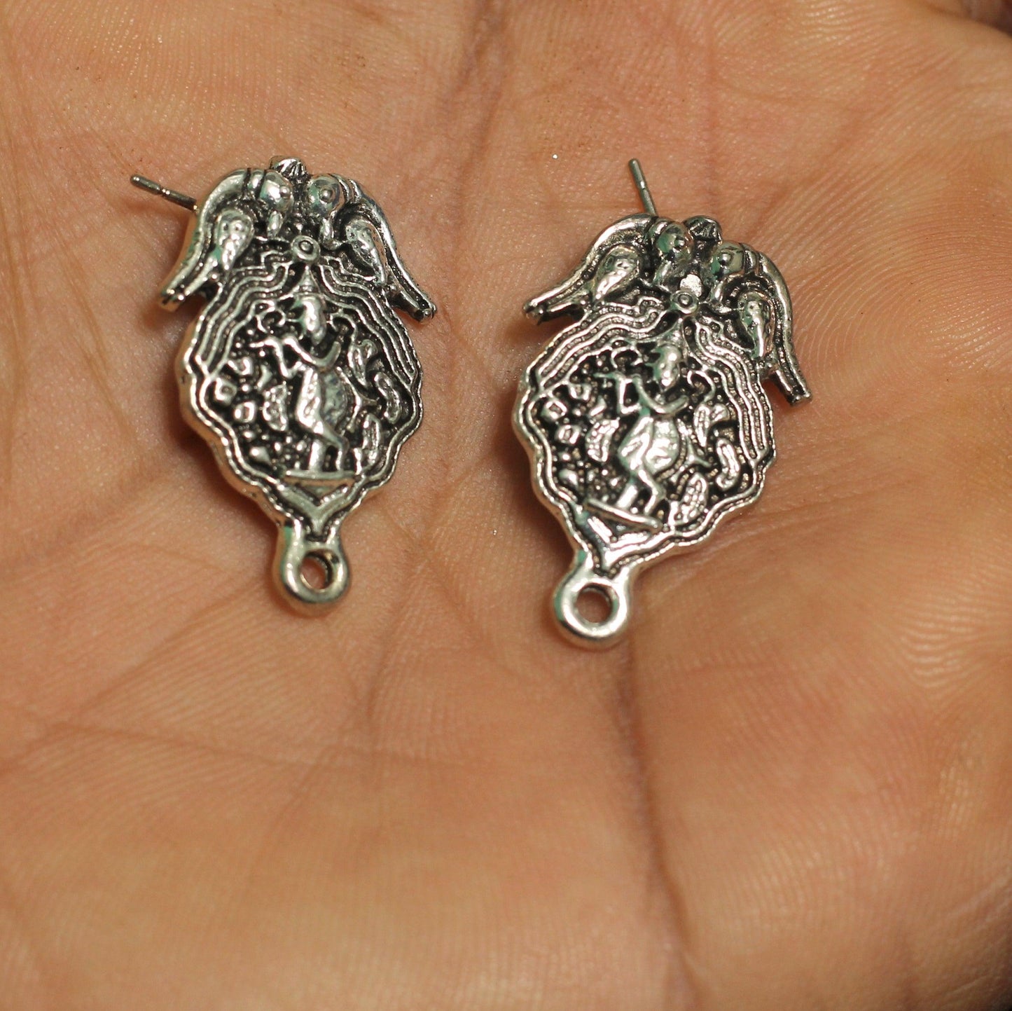 2 Pairs German Silver Earring Components 27x17 mm - Silver / German Silver