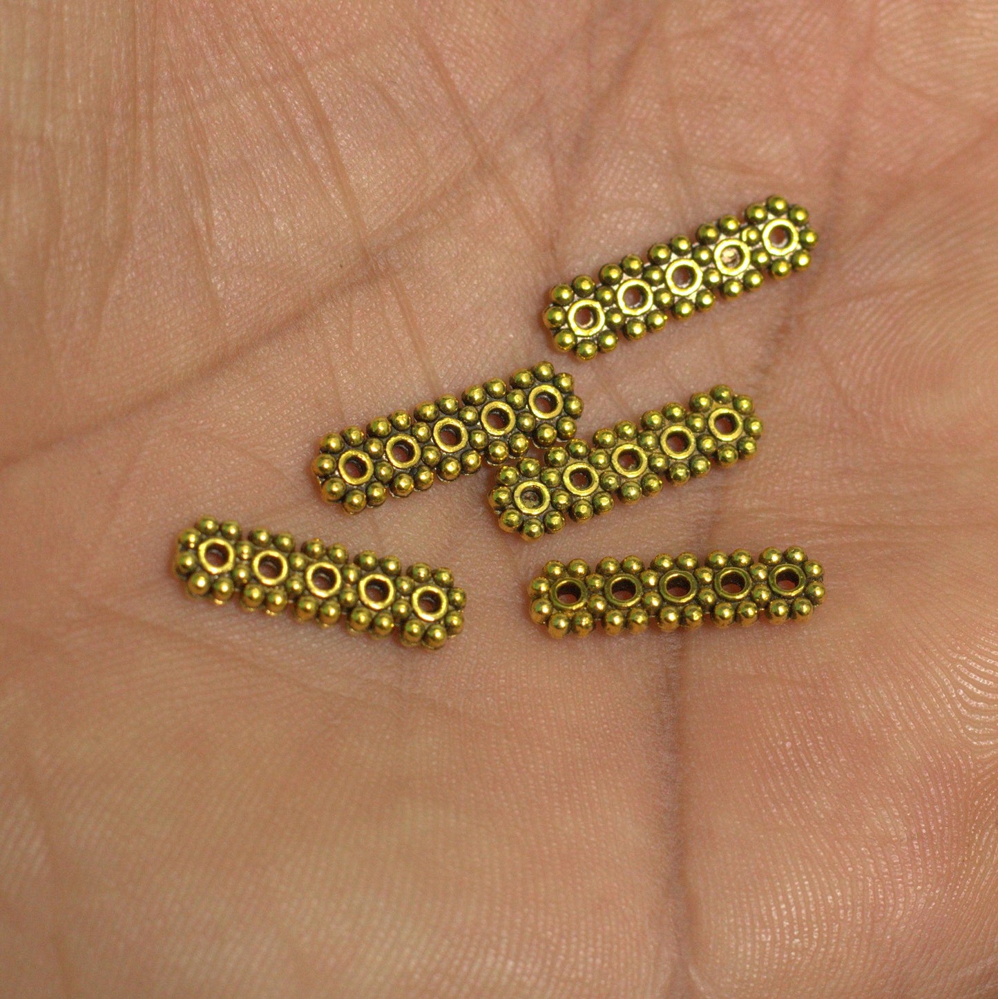 20 Pcs German Silver 5 Strings Connectors Golden 15x3mm - Golden / 15mm / German Silver