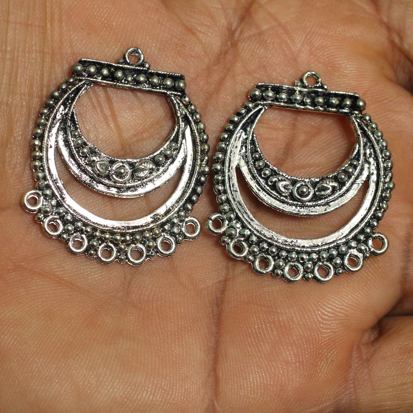 2 Pairs, 1.25 Inches German Silver Earring Components - Silver / German Silver