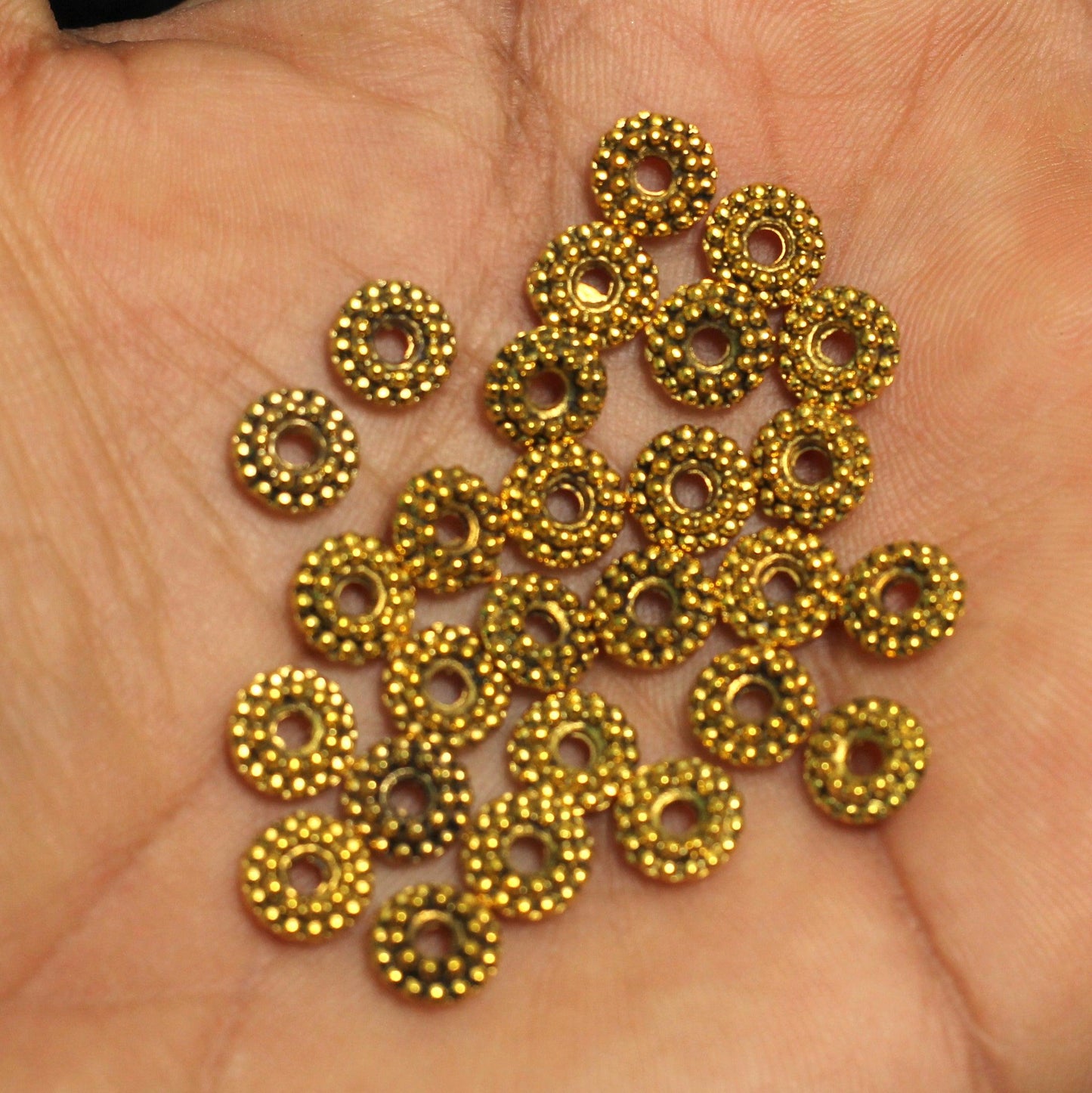 100 Pcs German Silver Round Spacer Beads Golden 5mm - Golden / German Silver / Round