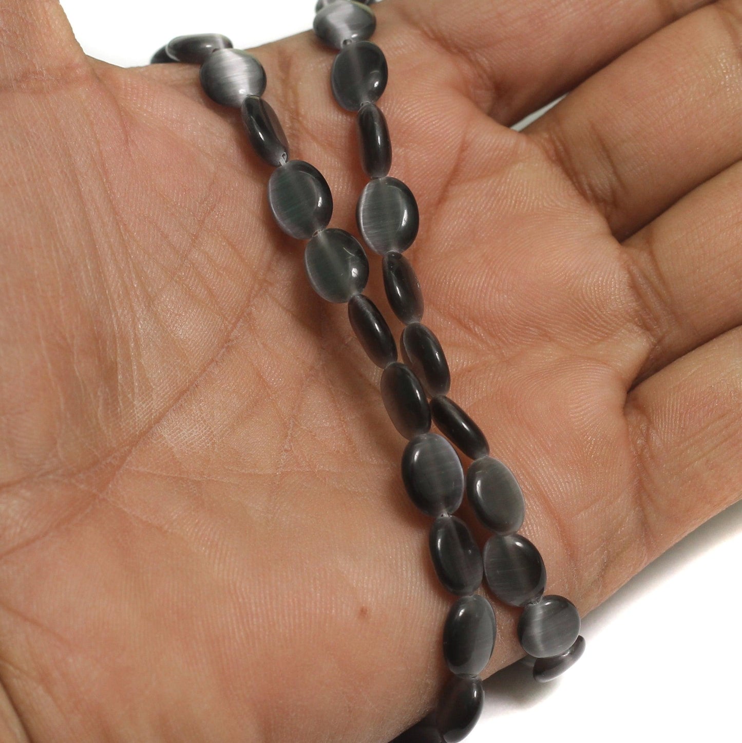 10x8mm Flat Oval Monalisa Beads - Grey / 10mm / 1 String
