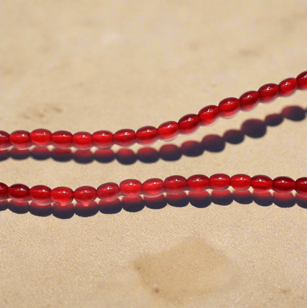 5 Strings Glass Oval Beads Red 4x6 mm - Red / Glass / Oval