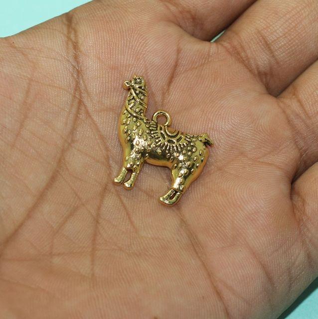 10 Pcs, 20mm German Silver Llama Charms Golden - Golden / German Silver / Figures