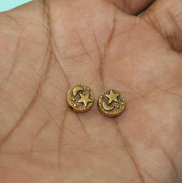 20 Pcs, 9mm German Silver Disc Beads Golden - Golden / German Silver / Disc