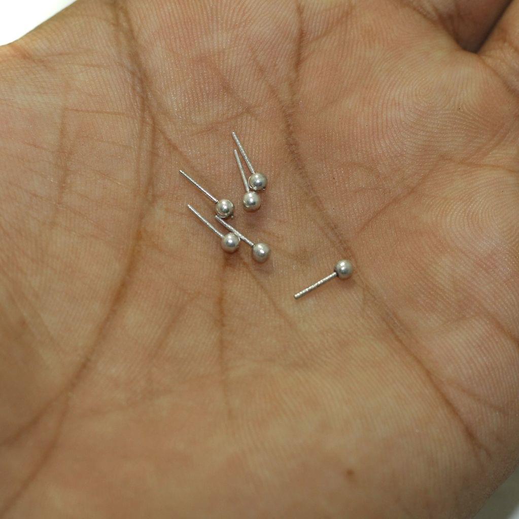 600 Pcs, 8mm Ball Pin Hanging Charms Silver - Silver / 8mm / German Silver