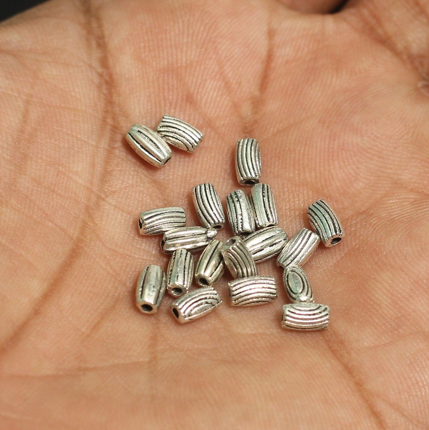 German Silver Oval Beads 6x3mm - Silver / Oval / 100 Pcs