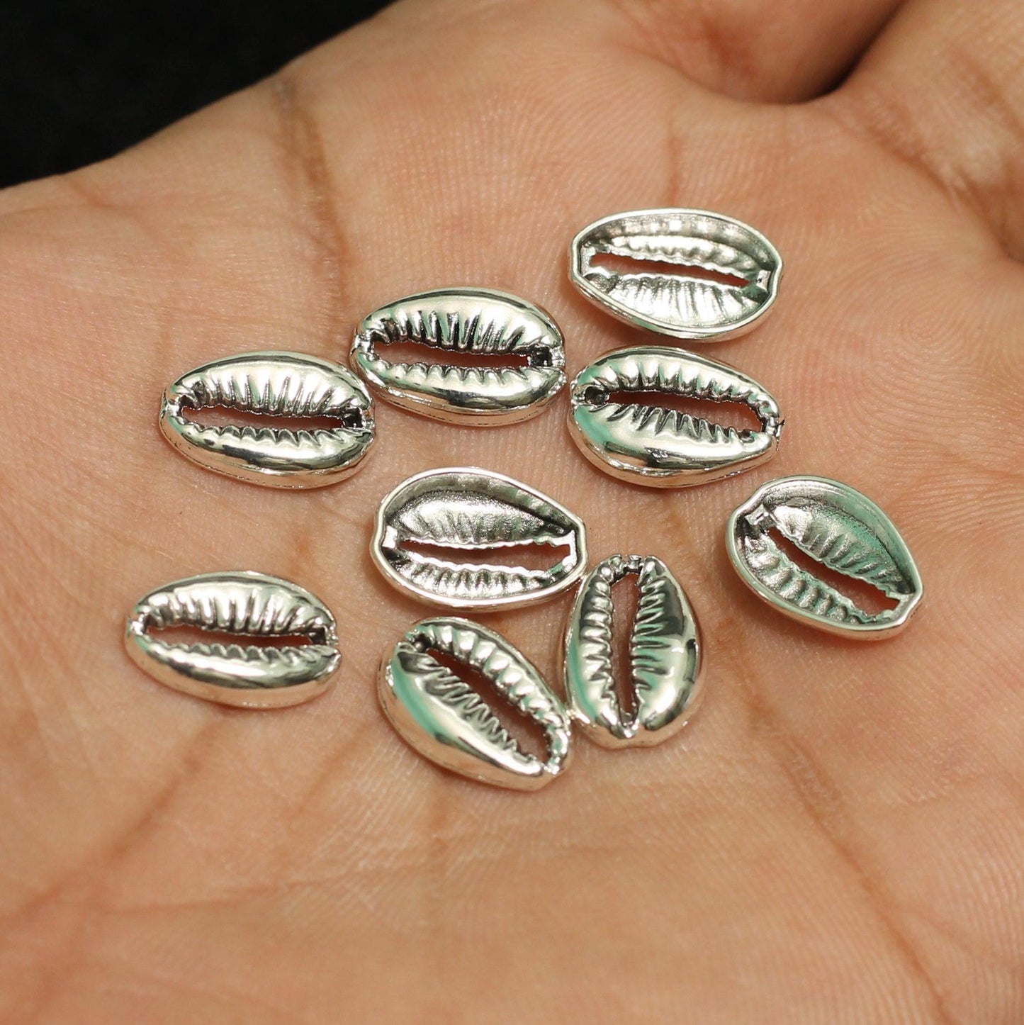 13x9mm German Silver Cowrie - Silver / German Silver / 10 Pcs