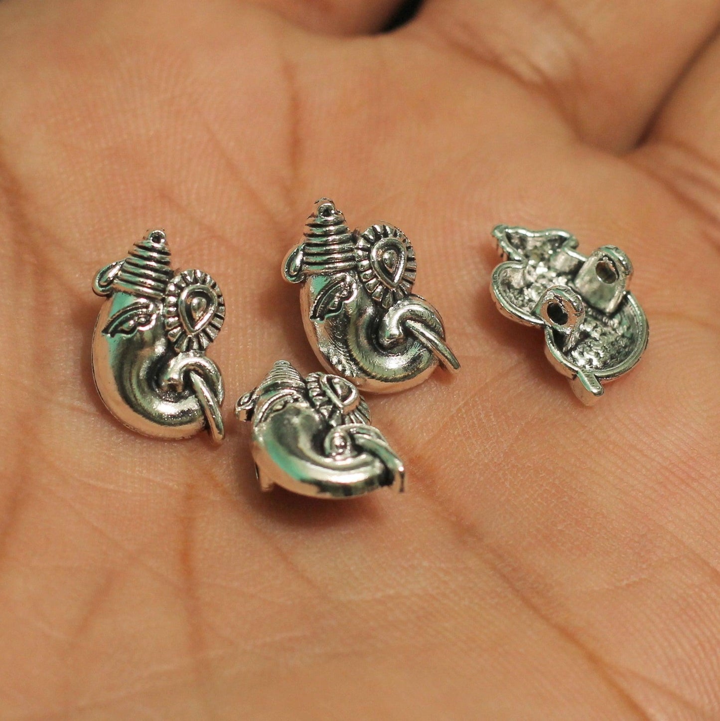 15x9mm German Silver Ganesha Connectors - Silver / German Silver / 10 Pcs