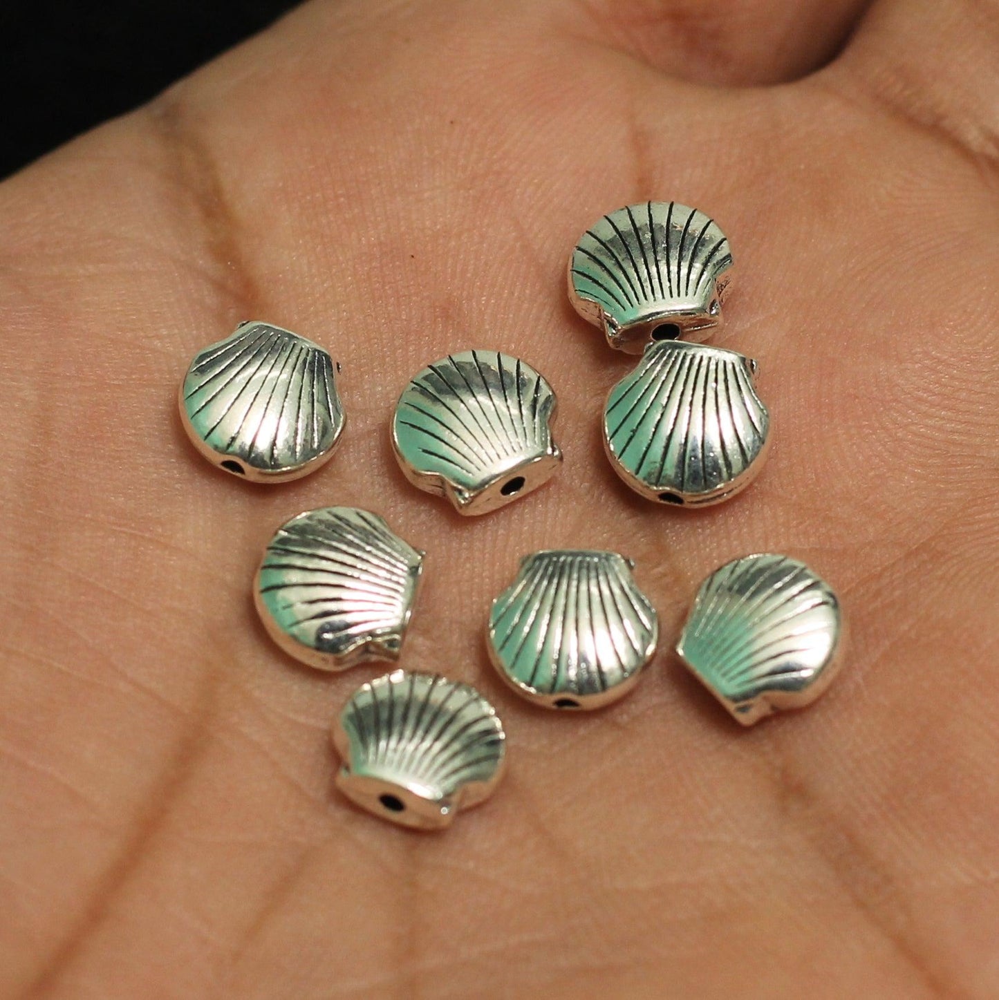 8x8mm German Silver Seep Beads - Silver / German Silver / 10 Pcs
