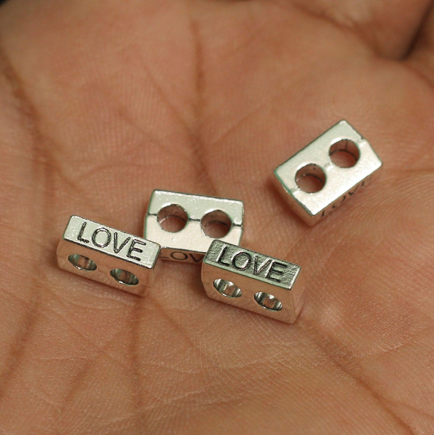 12x7mm German Silver 2 Strings Connector Spacer - Silver / German Silver / 10 Pcs
