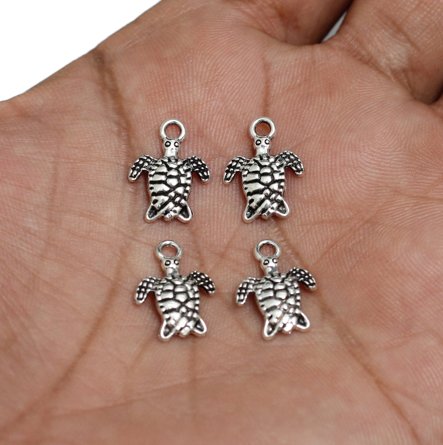 13x21mm German Silver turtle charms - Silver / German Silver / 10 Pcs