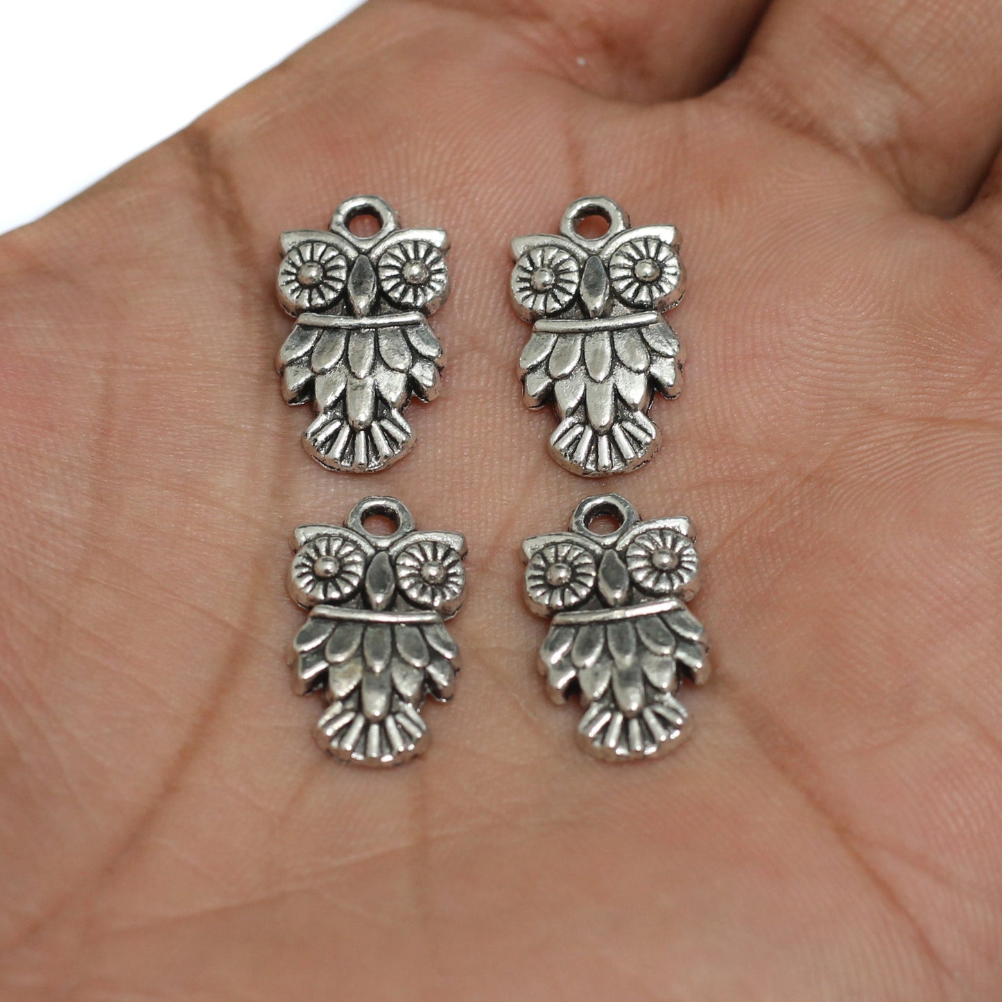 11x20mm German Silver Owl Charms - Silver / German Silver / 10 Pcs