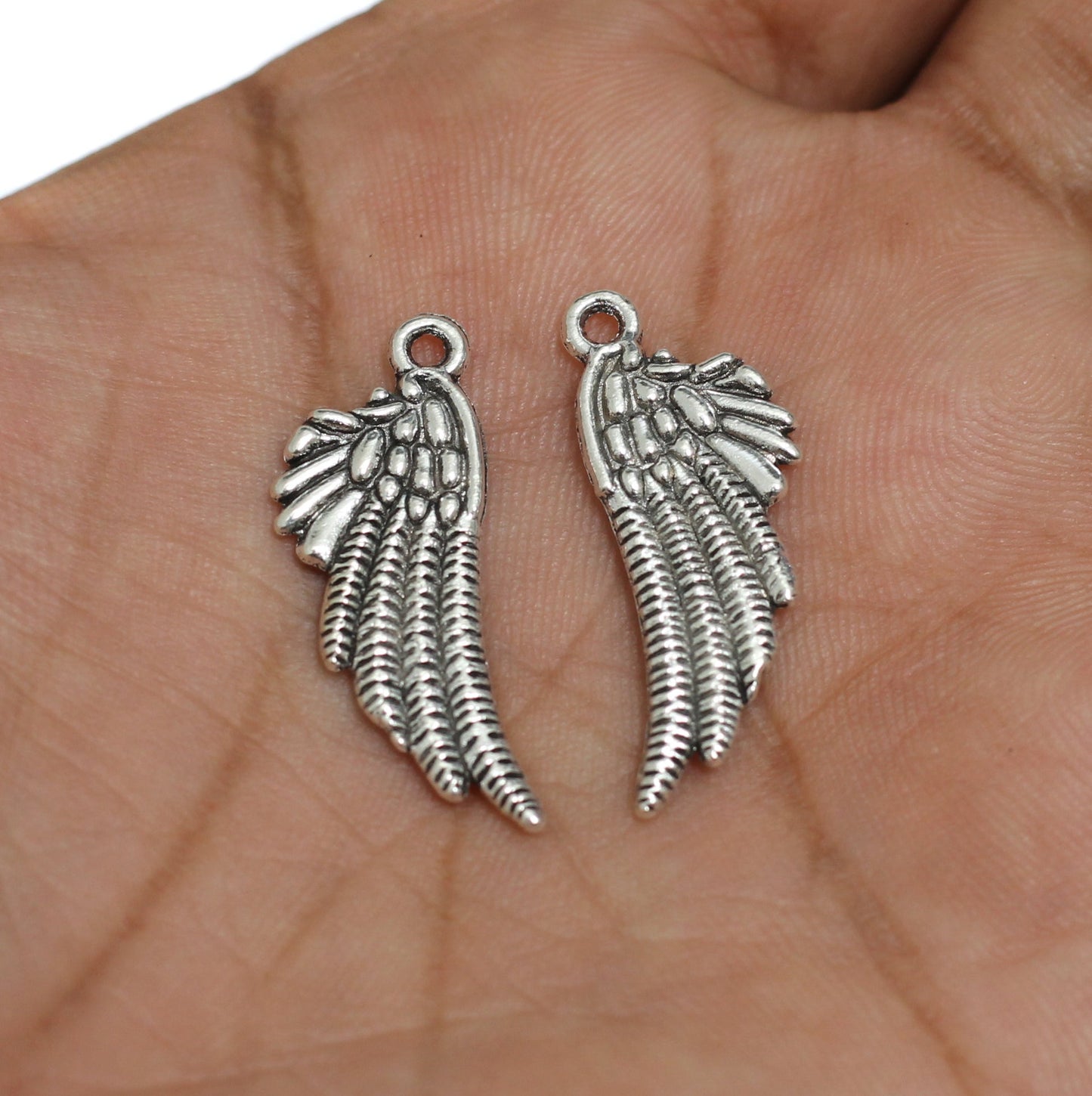 12x29mm German Silver Wing Charms - Silver / German Silver / 10 Pcs