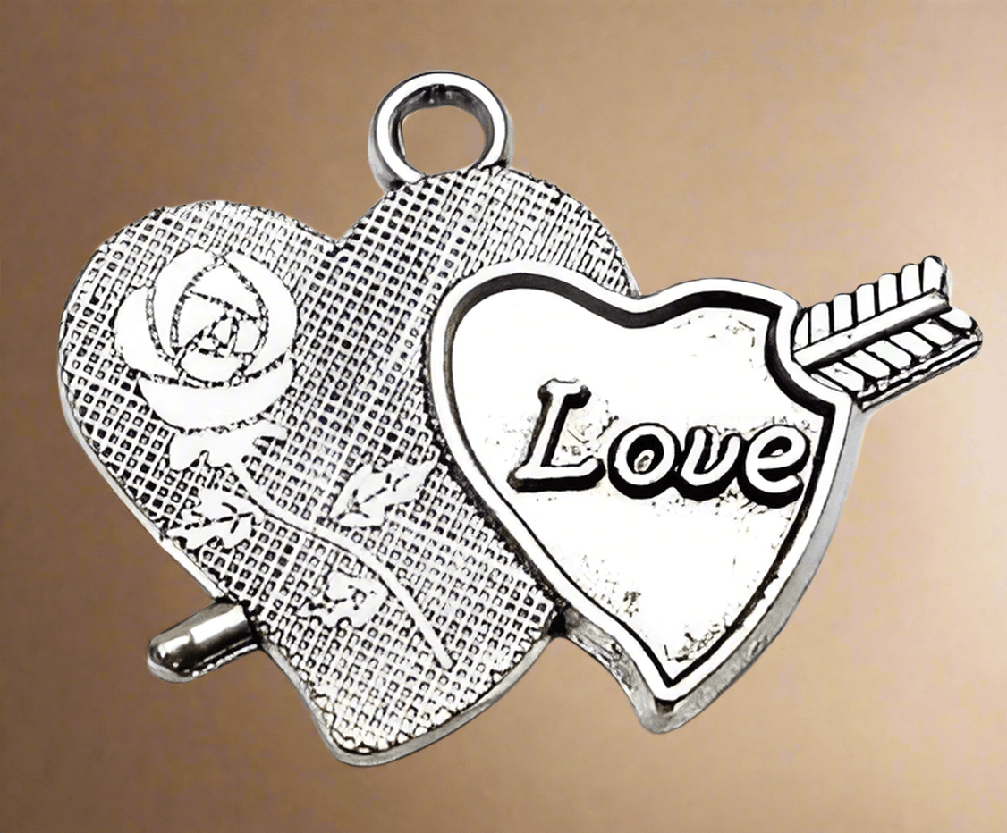 2 Pcs, 34x26mm Silver Finish Heart Pendant - Silver / German Silver / Heart