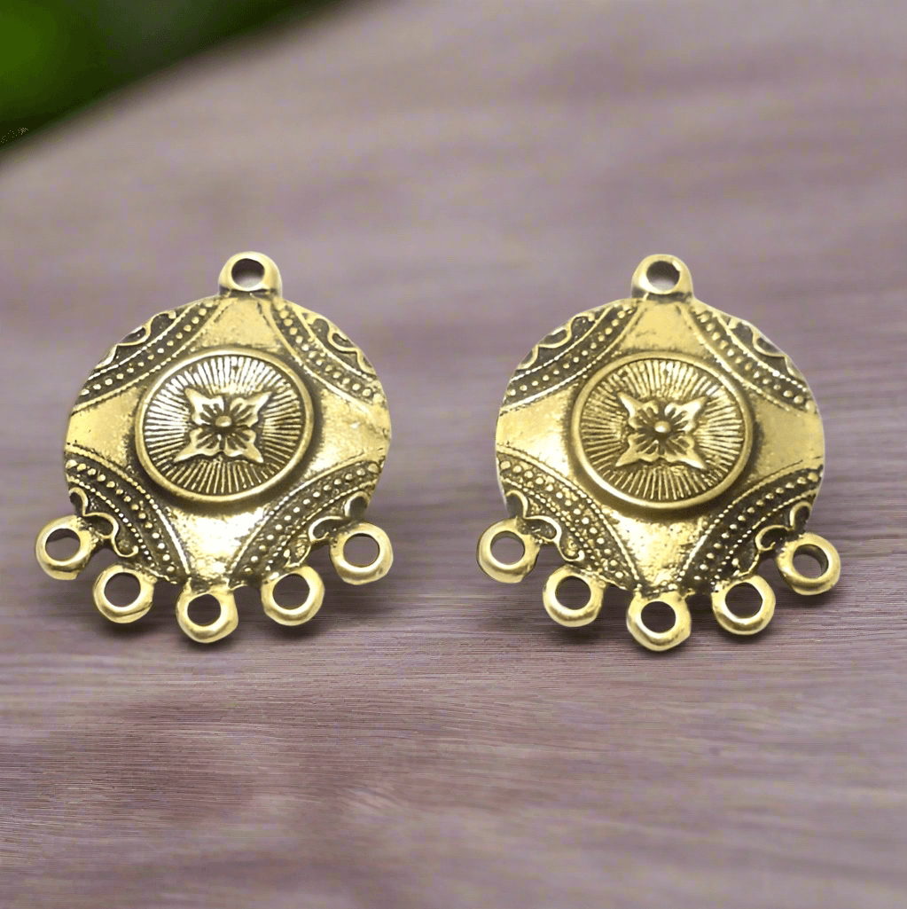 4 Pcs. German Silver Earring Components Golden 29x23 mm - Golden / German Silver