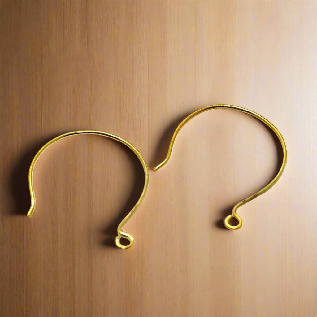 36x22mm Brass Earring Hooks - Golden / Brass / 2 Pair