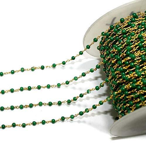 Glass Beaded Chain Green - Green / Glass