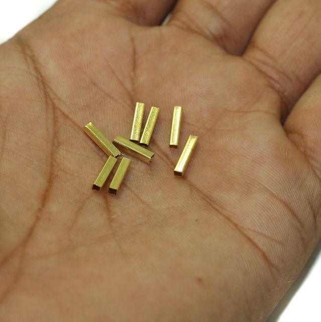 100 Pcs, 9x2mm Brass Tube Beads - Golden / 9mm