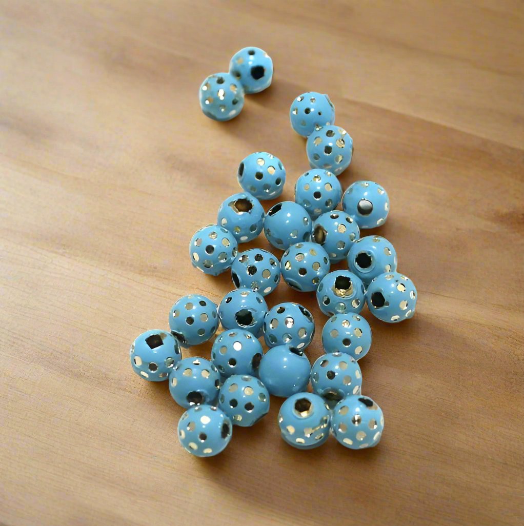 100 Pcs, 6mm Brass Beads Round - Turquoise / 6mm