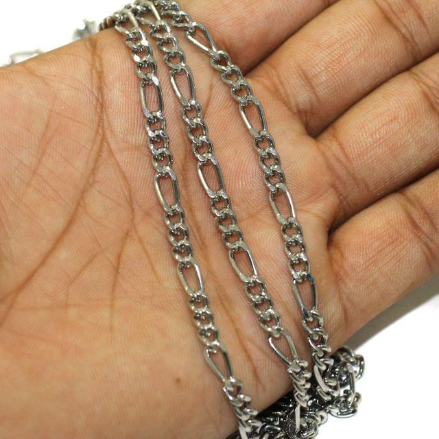 100 gm, Black Nickel Metal Chain, Link Size 10x4mm - Silver / Iron / 100 gm