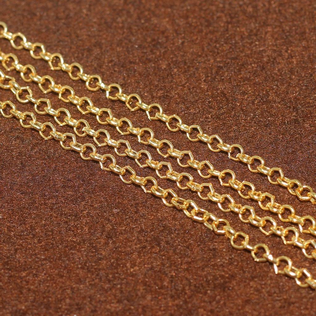 100 GM, 3mm Plated Metal Chain - Golden / Iron