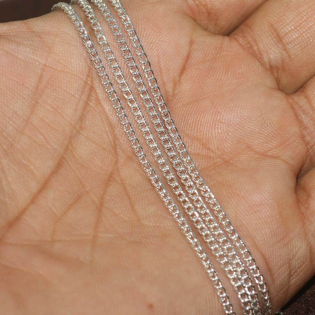 100 gm, 3x2mm Silver Metal Chain - Silver / Iron