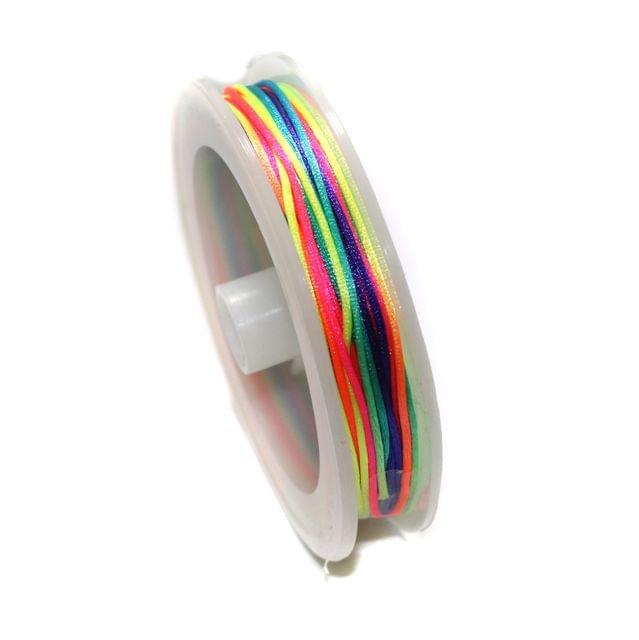 10 Mtrs, 1mm Multicolored Satin Thread Spool - MultiColor / Thread / 1mm