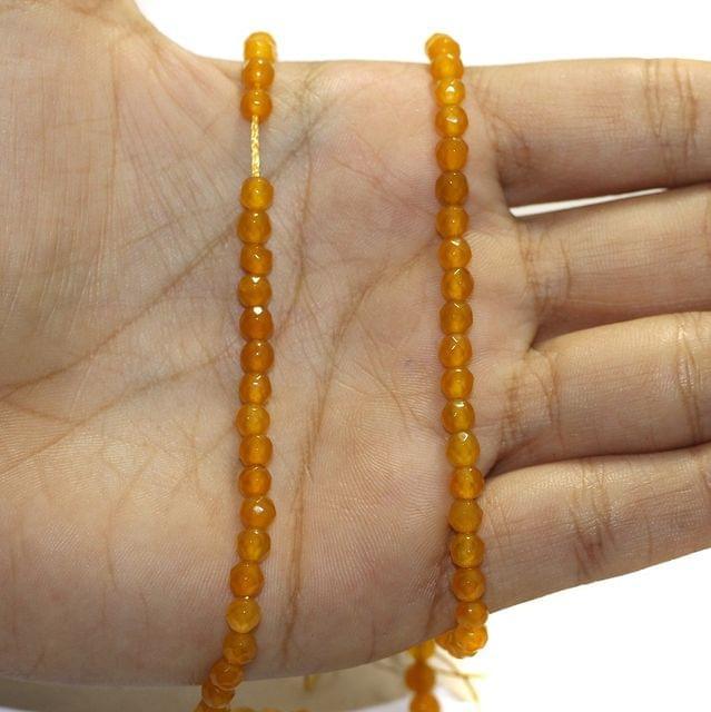 Zed Cut Round Beads 4mm - Yellow / Stone / 1 String