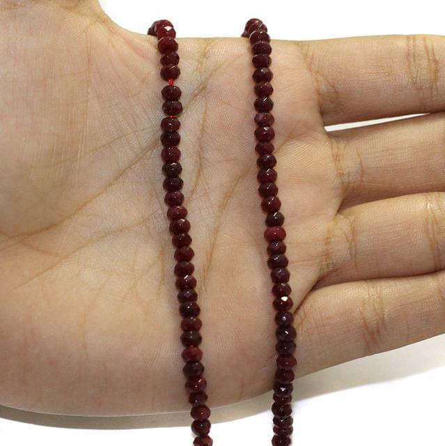 Zed Cut Tyre Beads 3x4mm - Maroon / Stone / 1 String