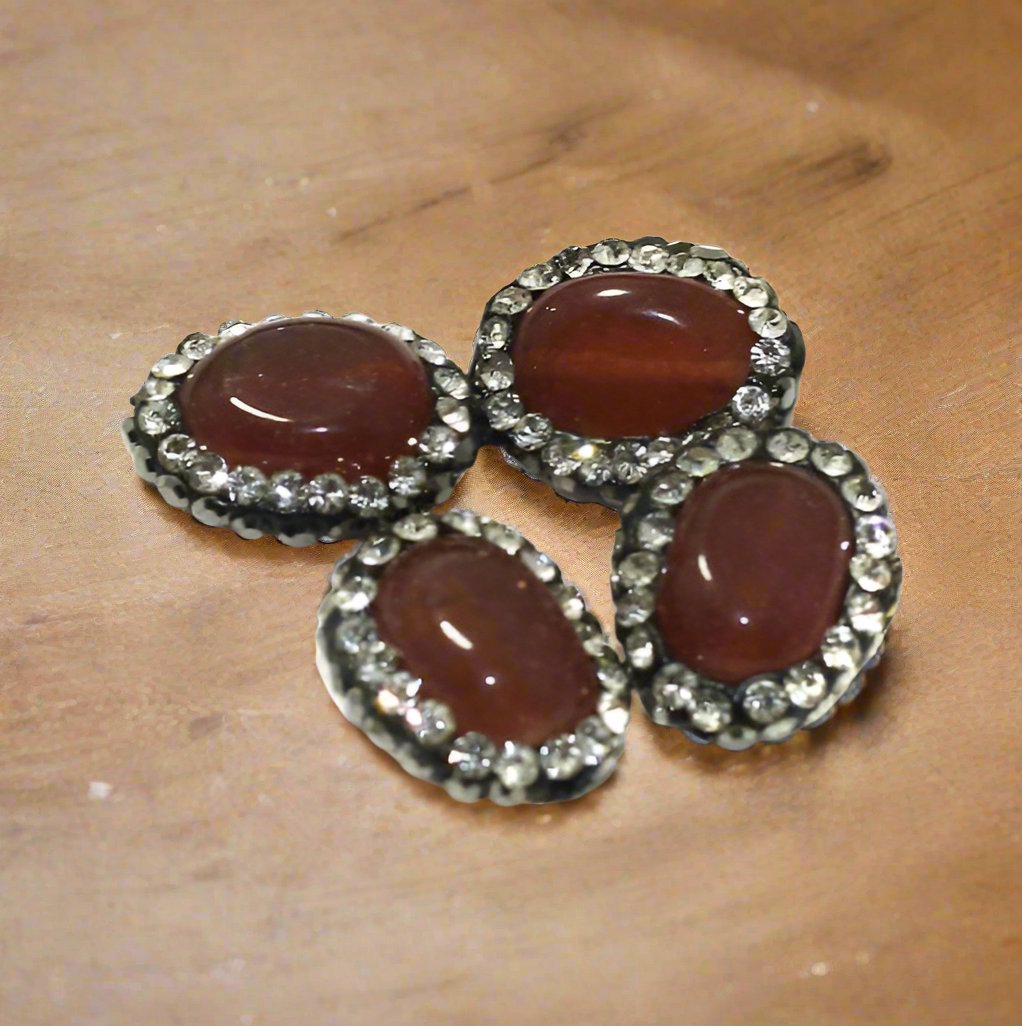4 Pcs Gemstone CZ Beads Oval 16x12mm - Brown / Stone