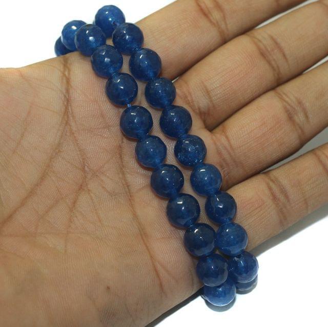 10mm Zed Cut Round Beads - Blue / Stone / 1 String