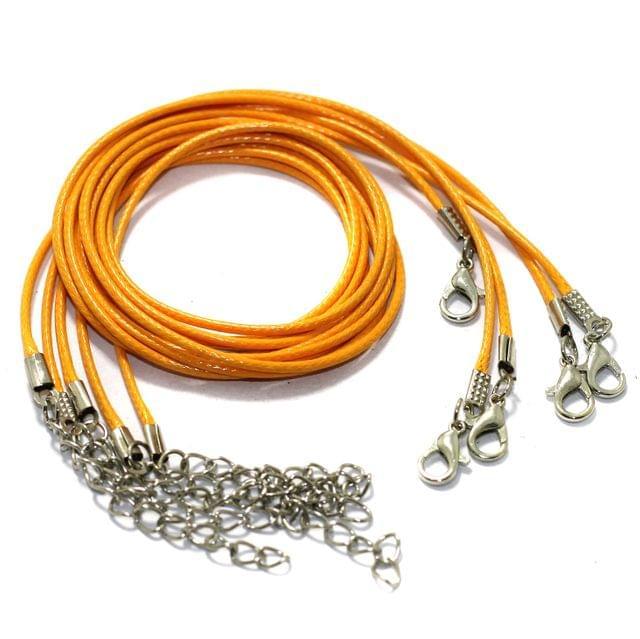 5 Pcs, Leather Necklace Cord Dori With Clasp and Extension Chain - Orange / Leather
