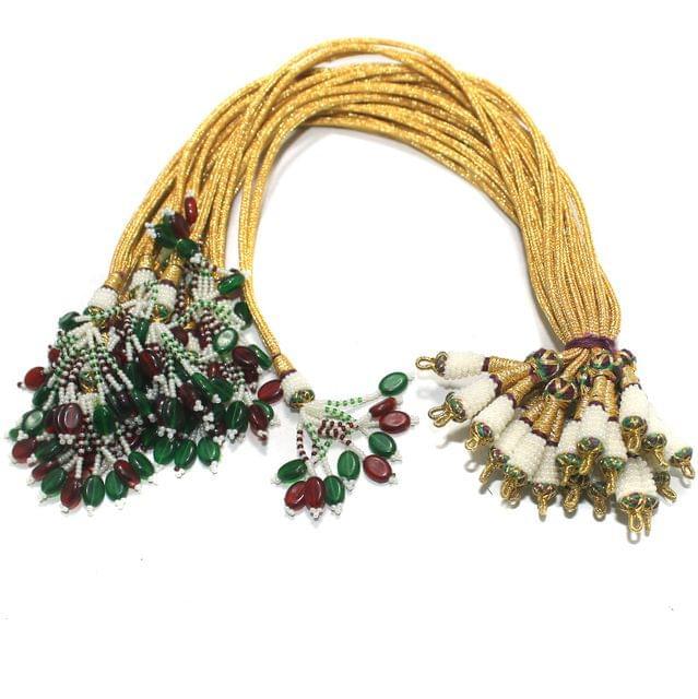 4 Pcs Zari Necklace Backrope Dori Golden - Golden / Zari