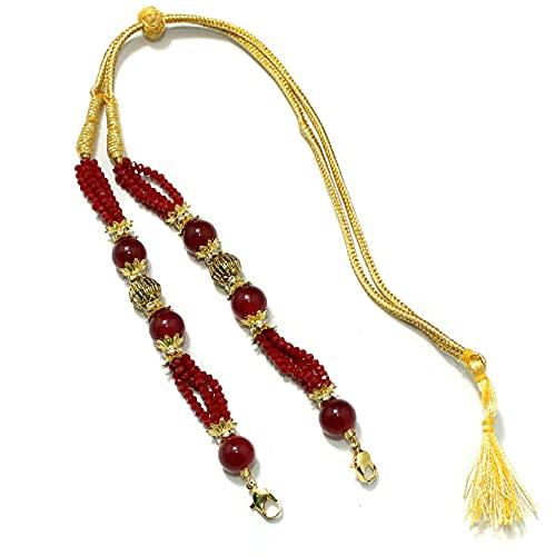 Designer Crystal Beaded Necklace Dori - Maroon / Glass / 1 Pc