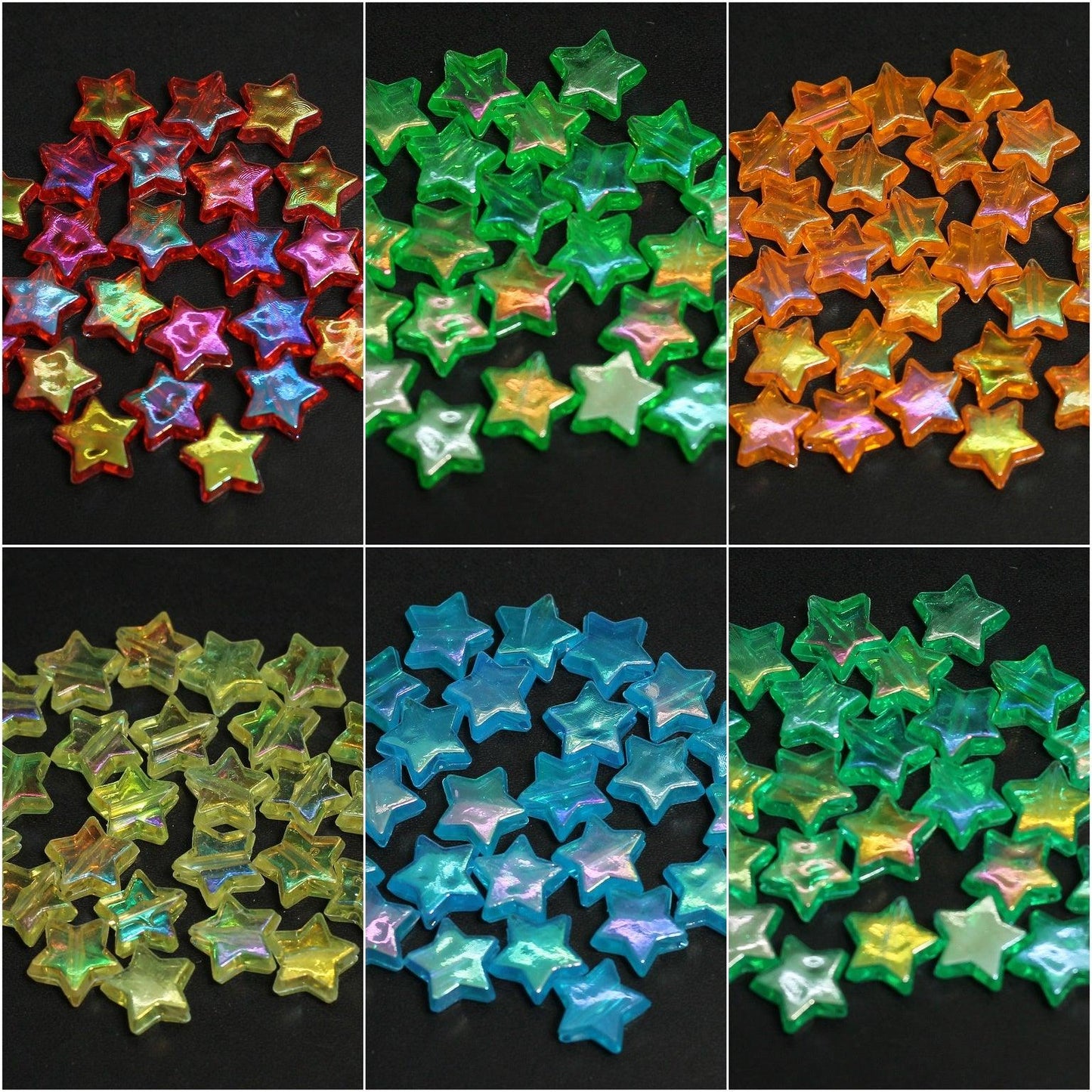 300 Pcs 10mm Acrylic Star 6 Color Combo Rainbow Finish - MultiColor / Acrylic / Star